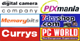 Shopwindow, for cameras, lenses, memory, printers and accessories.